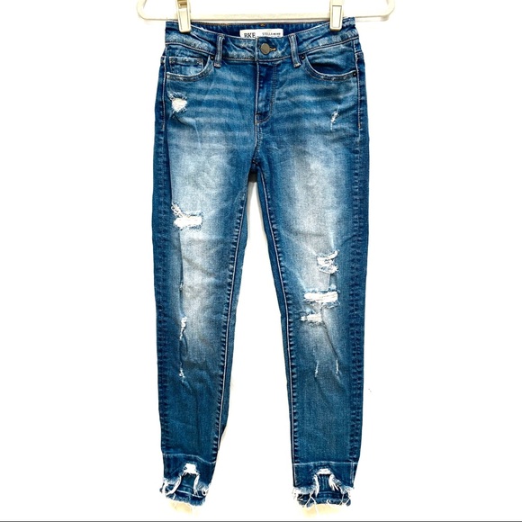 BKE Denim - BKE STELLA MID RISE SLIM FIT ANKLE DISTRESSED JEANS